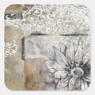 Adesivo Quadrado Collage Fleur II