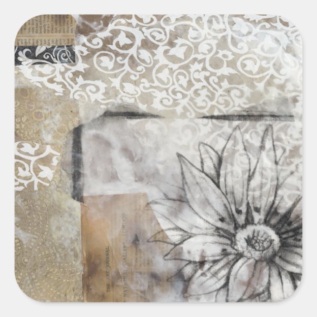 Adesivo Quadrado Collage Fleur II (Frente)