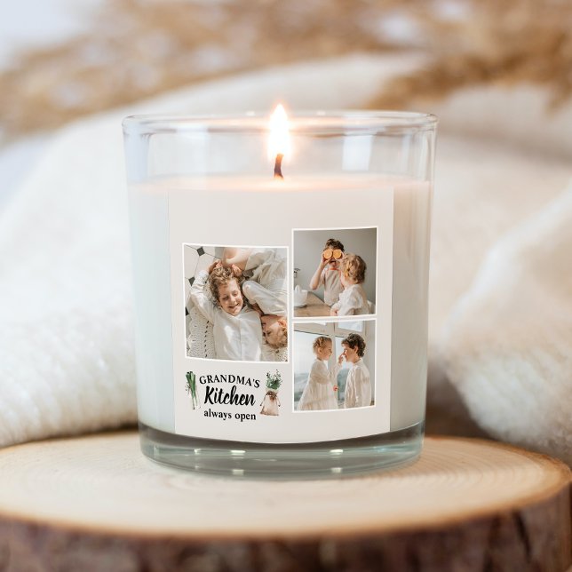 Adesivo Quadrado Collage Photo & Grandma Kitchen Está Sempre Aberta (Criador carregado)