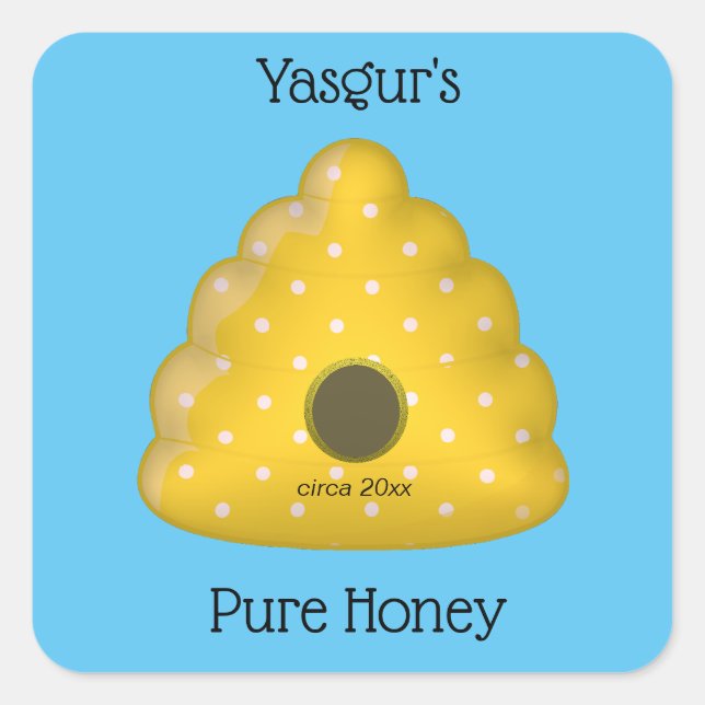 Adesivo Quadrado Colmeia de Abelhas Mel Puro Abelha Legal (Frente)