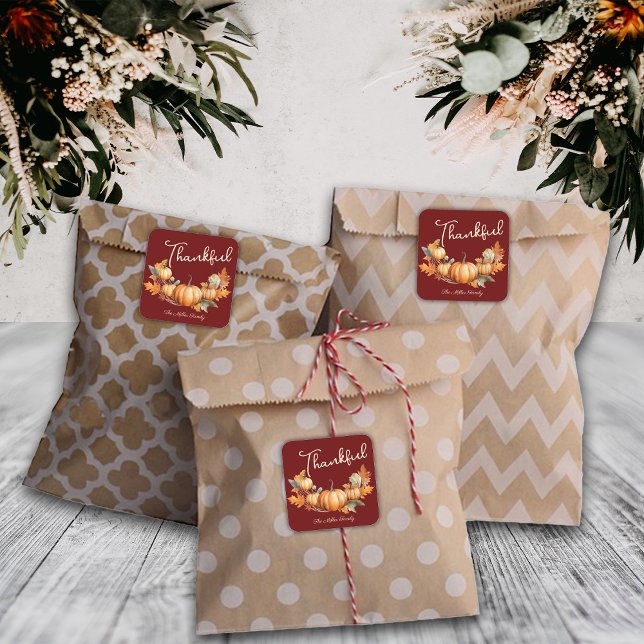 Adesivo Quadrado Colocar o Janto de Ação de Amizade RedThanksbondat (Criador carregado)