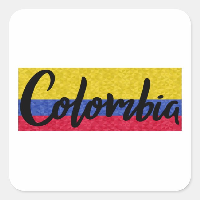 Adesivo Quadrado Colombia Flag Pixel Lettering Sticker (Frente)
