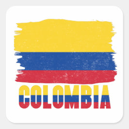 Adesivo Quadrado Colombia Flag Sticker