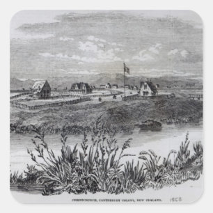Adesivo Quadrado Colônia de Christchurch, Canterbury, Nova Zelând