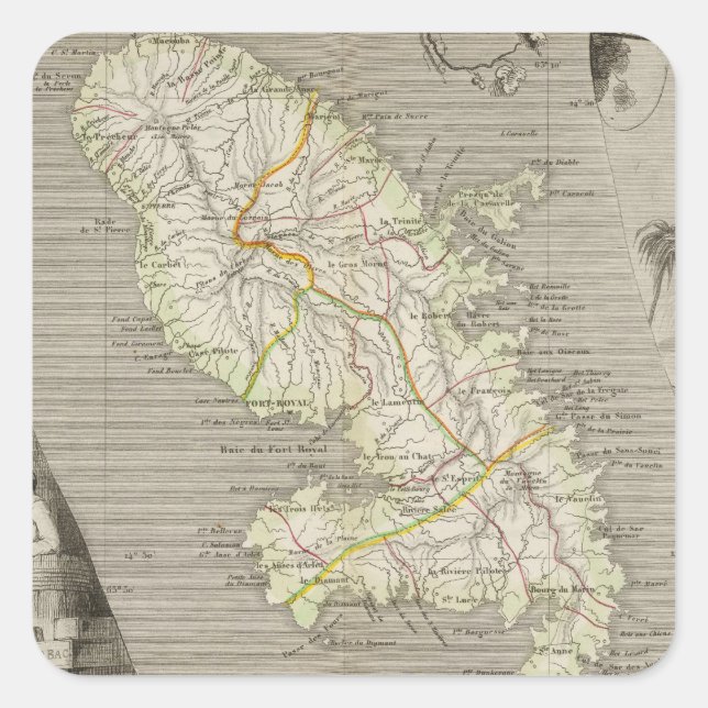 Adesivo Quadrado Colonias Francesas Martinique (Frente)