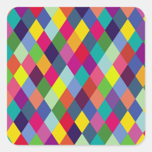 Adesivo Quadrado Coloração da Moda Padrão - hipster primavera moder