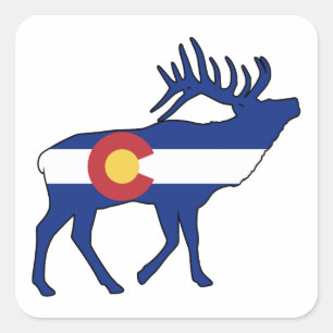 Adesivo Quadrado Colorado Flag Elk