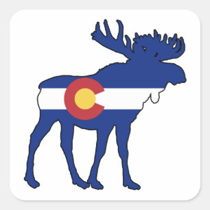 Adesivo Quadrado Colorado Flag Moose