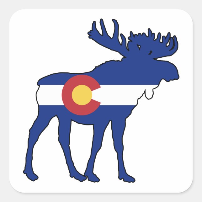 Adesivo Quadrado Colorado Flag Moose (Frente)