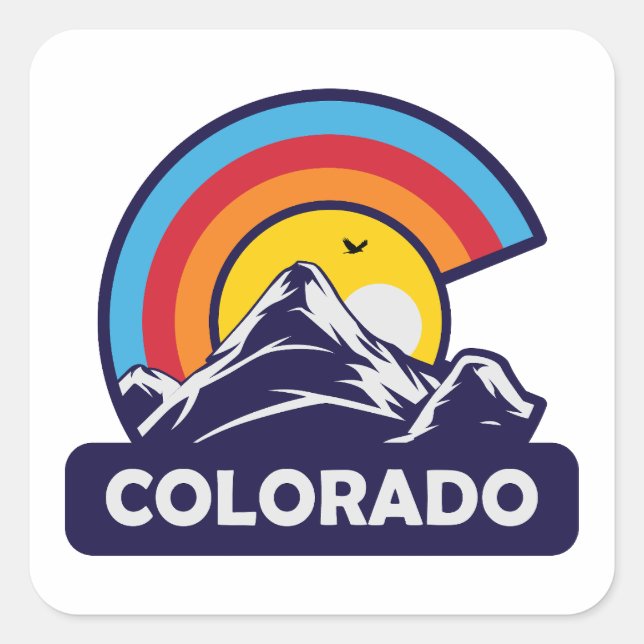 Adesivo Quadrado Colorado Flag Mountain Rainbow (Frente)