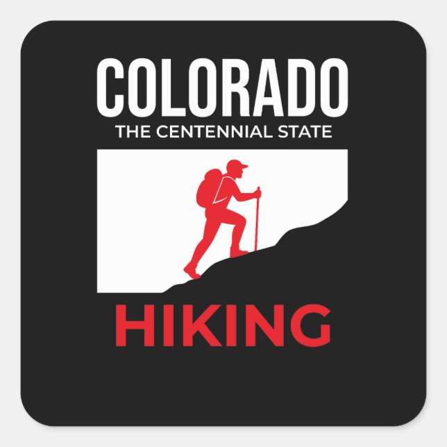 Adesivo Quadrado Colorado Hiking – The Centennial State USA (Frente)