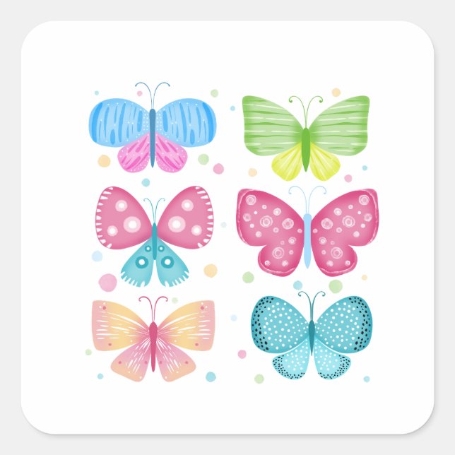 Adesivo Quadrado Colorful Flutter Friends (Frente)