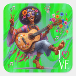 Adesivo Quadrado Colorful-Me Hippie Chic LOVE Sticker