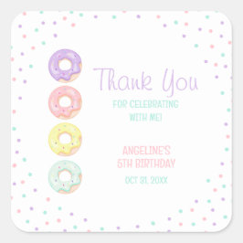 Adesivo Quadrado Colorful Sprinkle Sweet Donuts Kids Birthday