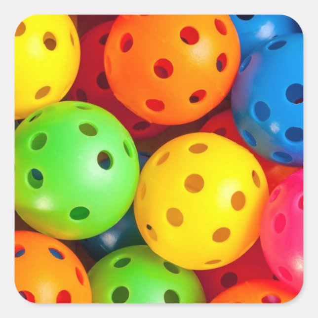 Adesivo Quadrado Colorida de Pickleball (Frente)