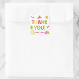 Adesivo Quadrado Colorida Foto Tutti Frutti Aniversário Obrigado