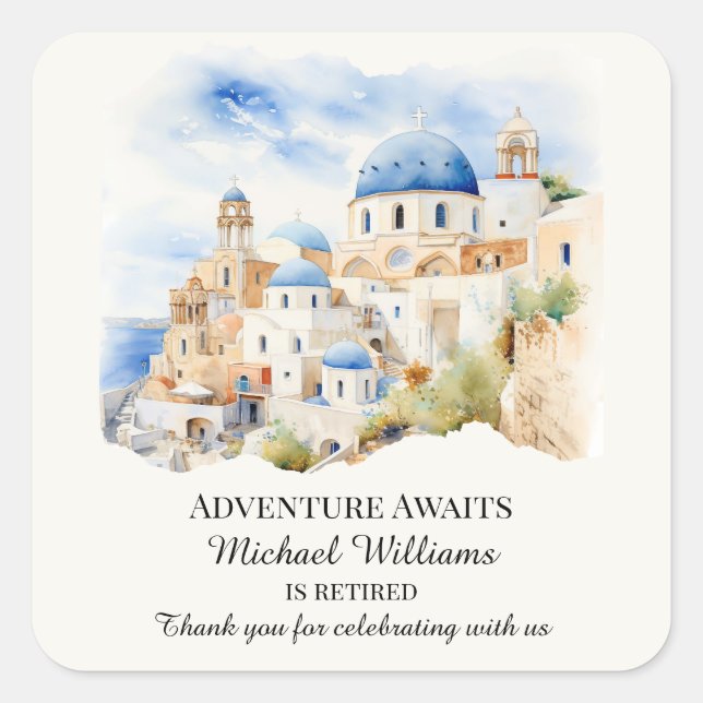 Adesivo Quadrado Colorida Grécia Colorida Village Hill (Frente)