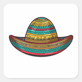 Adesivo Quadrado Colorida Mexicana Sombrero Cinco De Mayo