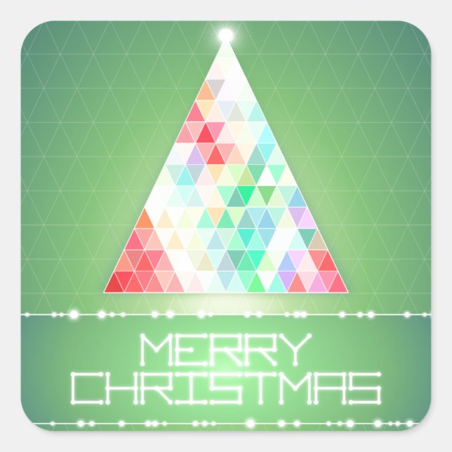 Adesivo Quadrado Colorida Moderna Feliz Natal (Frente)