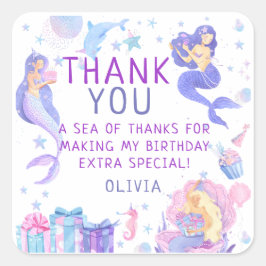 Adesivo Quadrado Colorida Nossa Pequena Sereia Todos Os Anos Aniver