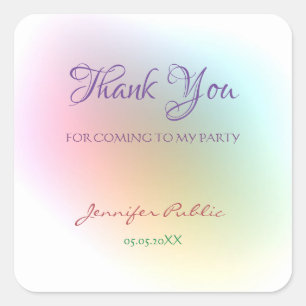 Adesivo Quadrado Colorida Obrigado Modelo Manuscrito