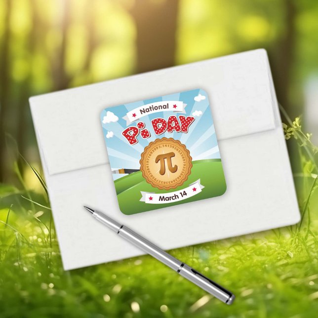 Adesivo Quadrado Colorida Pi Day (Colorful Pi Day Square Sticker!)