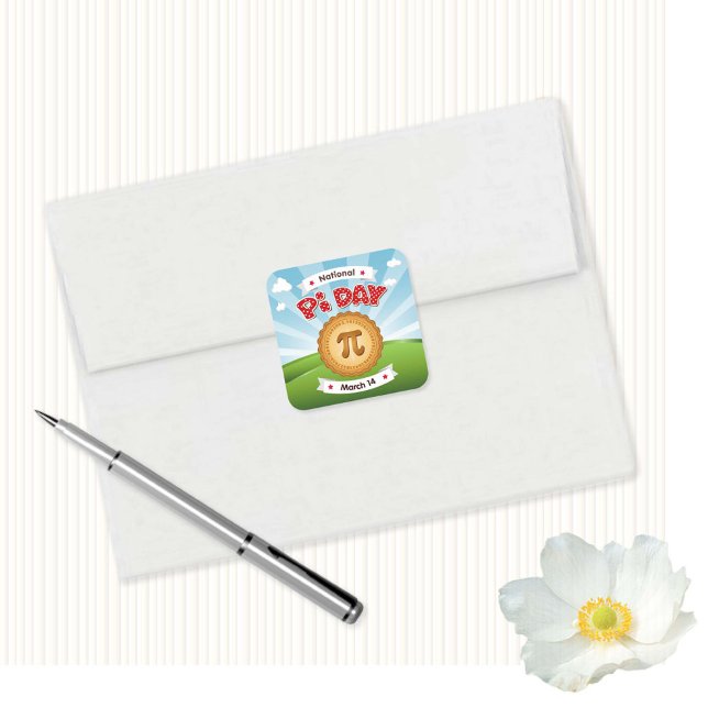 Adesivo Quadrado Colorida Pi Day (Criador carregado)