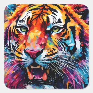 Adesivo Quadrado Colorida Tiger