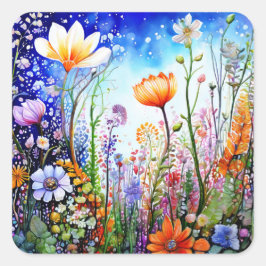 Adesivo Quadrado Colorido Flores