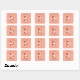 Adesivo Quadrado Colorido Kawaii Iogurte Doce Smoothies suco de fru