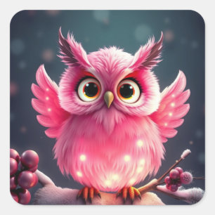 Adesivo Quadrado Coloridos de Coruja de Natal Festiva