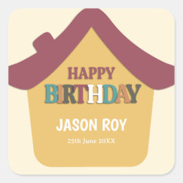 Adesivo Quadrado Colorir Partido Aniversário de criança da Casa Coz