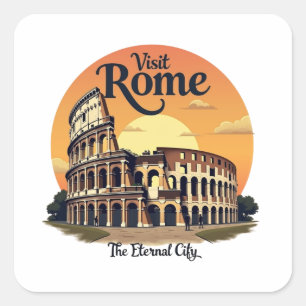 Adesivo Quadrado Colosseum Roma Viagens vintage