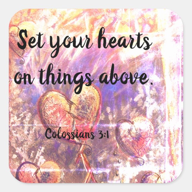 Adesivo Quadrado Colóssios 3:1 Autocolantes cristãos de Bíblia (Frente)