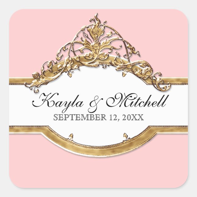 Adesivo Quadrado Coluna Preta Elegance 2, Ouro Correspondente Selo  (Frente)