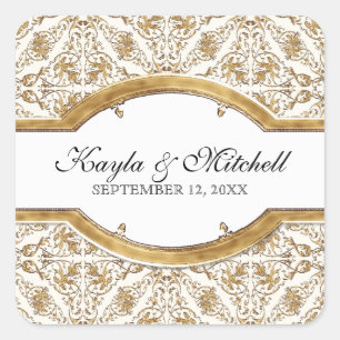 Adesivo Quadrado Coluna Preta Elegance 2, Ouro Correspondente Selo