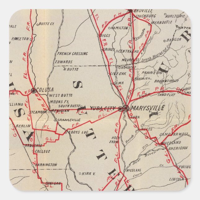 Adesivo Quadrado Colusa, Yolo, Napa, Butte, Yuba, Sutter, Solano (Frente)
