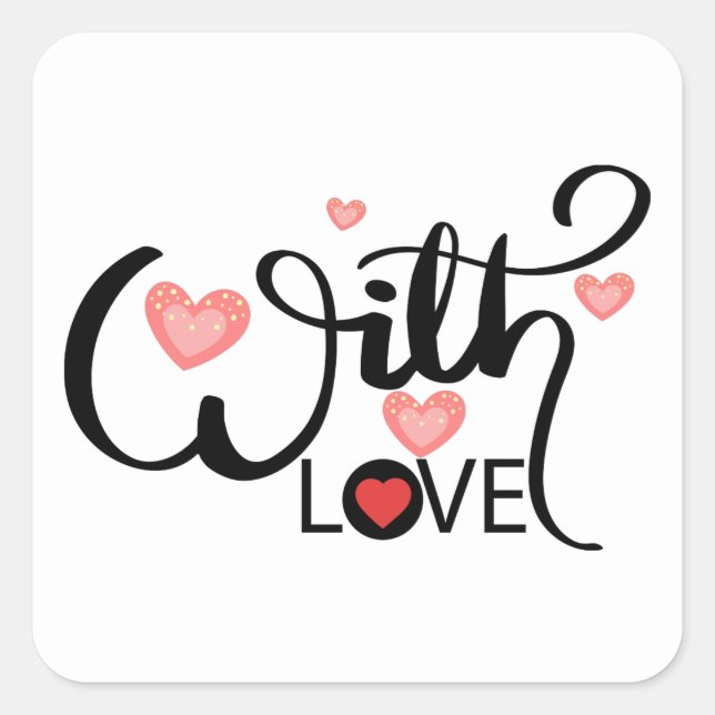 Adesivo Quadrado Com Amor - Sqiuare Sticker. (Frente)