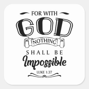 Adesivo Quadrado Com Deus Nada Será Impossível  Cristão