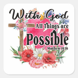 Adesivo Quadrado Com Deus Todas As Coisas São Possíveis Bíblias Cri