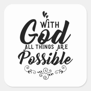 Adesivo Quadrado Com Deus Todas As Coisas São Possíveis  Cristão