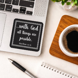 Adesivo Quadrado Com Deus Todas as Coisas São Possíveis Preto