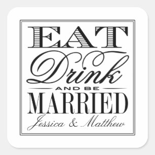 Adesivo Quadrado Coma, Beba E Case-Se Com Negra Moderna/Branca