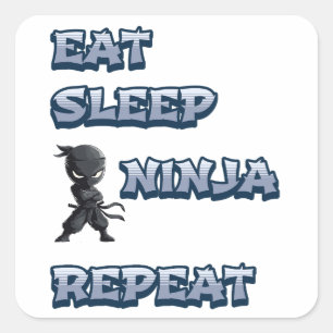 Adesivo Quadrado Coma, Dorme, Ninja, Repita
