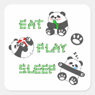 Adesivo Quadrado Coma Dormir Bela Bebê Panda Confortável