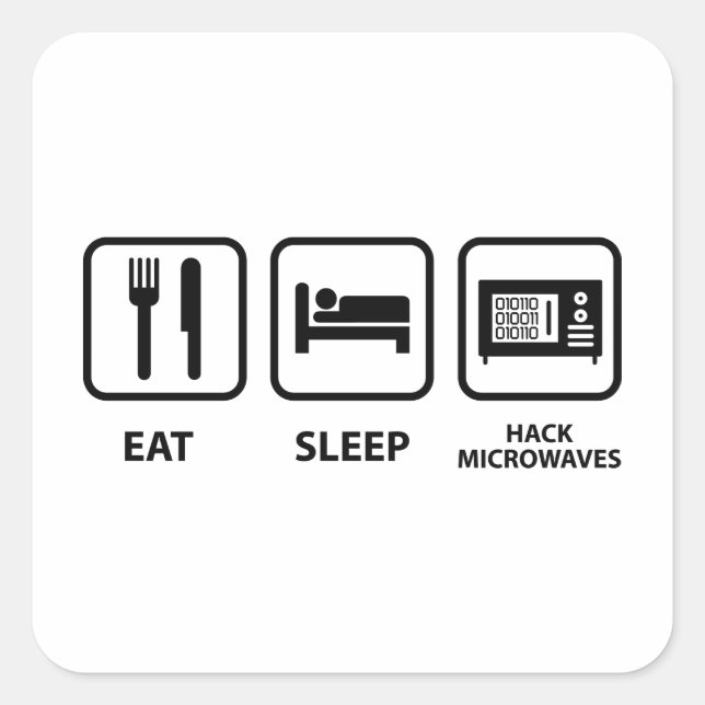 Adesivo Quadrado Coma micro-ondas de hack de repouso (Frente)