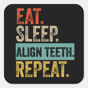Adesivo Quadrado Coma o sono alinhar os dentes repetir a cópia retr