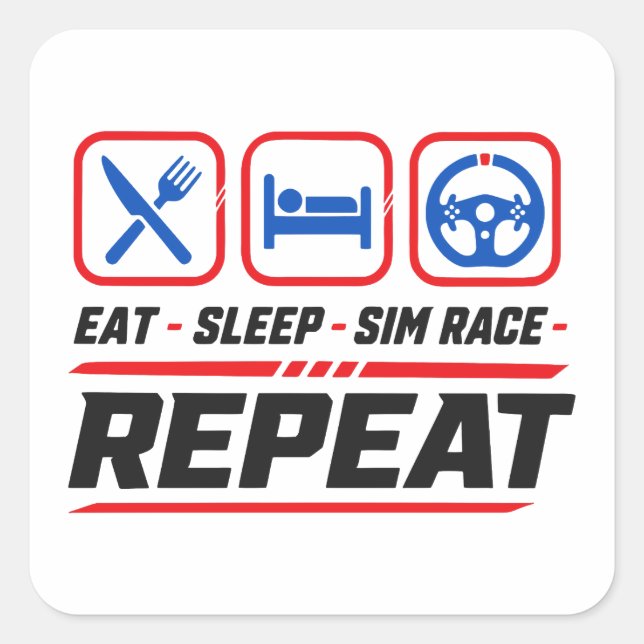 Adesivo Quadrado Coma sim-race para fãs de corridas de simulação (Frente)