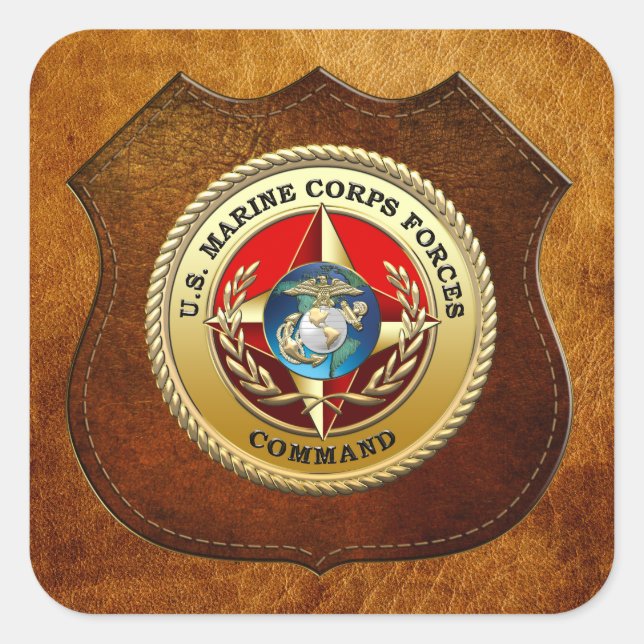 Adesivo Quadrado Comando das Forças Armadas dos EUA (MARFORCOM) [3D (Frente)