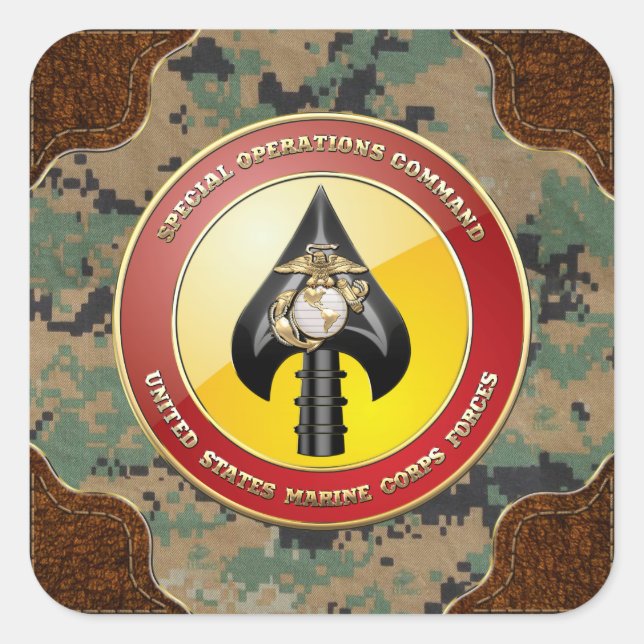 Adesivo Quadrado Comando de Operações Especiais USMC (MARSOC) [3D] (Frente)